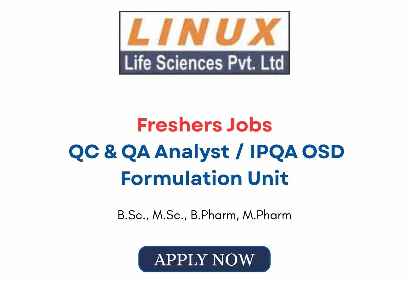 Freshers Jobs QC QA Analyst IPQA