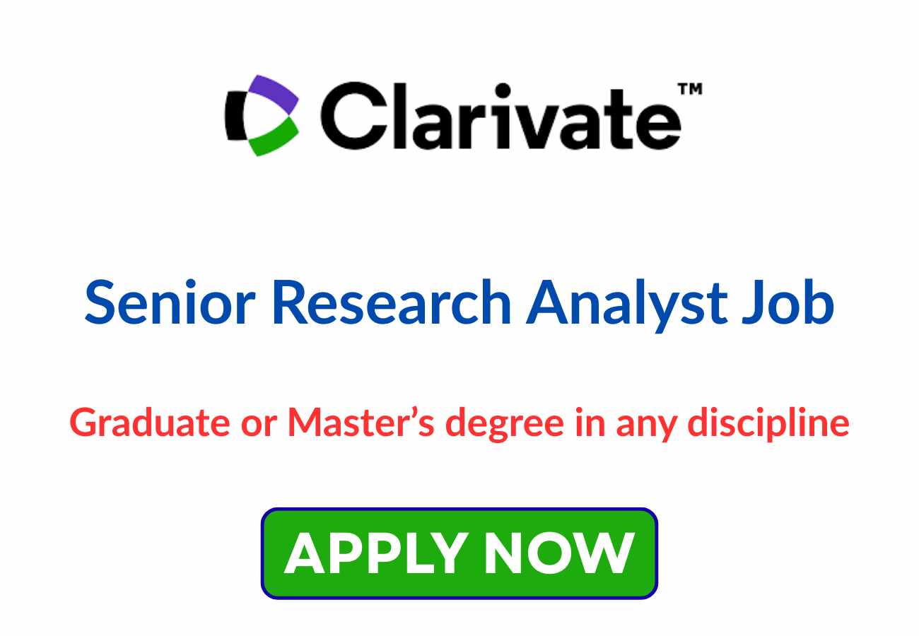 Senior Research Analyst Job at Clarivate
