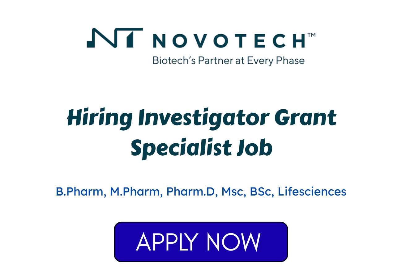 Novotech Hiring Investigator Grant Specialist