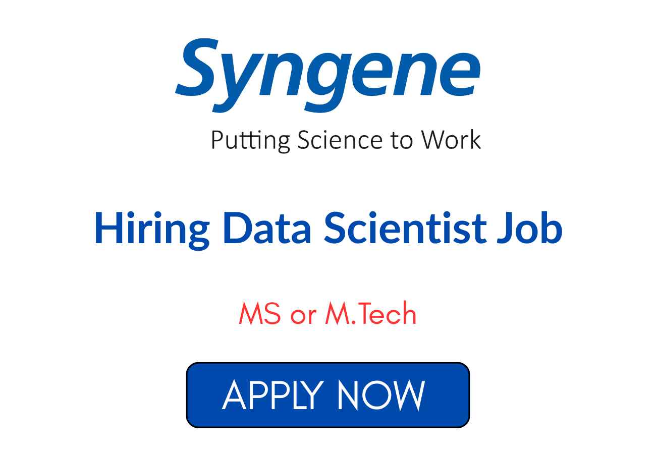 Syngene Hiring Data Scientist Job in Bangalore