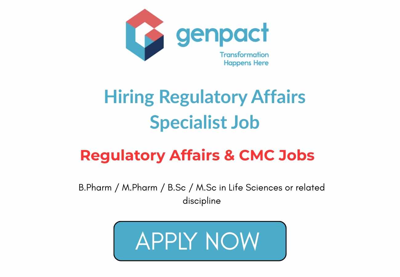 Genpact Hiring Regulatory Affairs Specialist