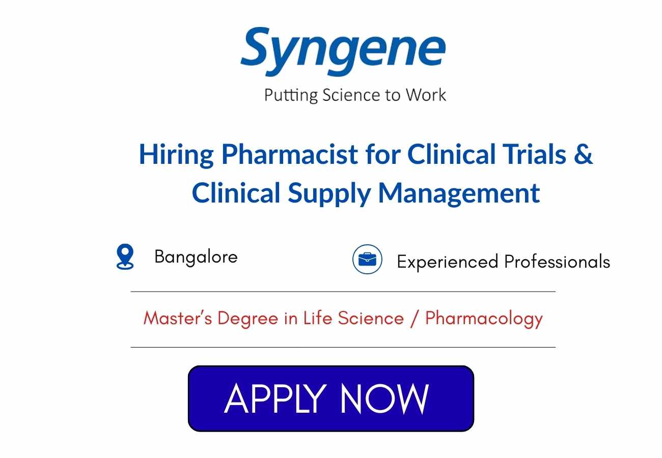 Syngene Hiring for Pharmacist