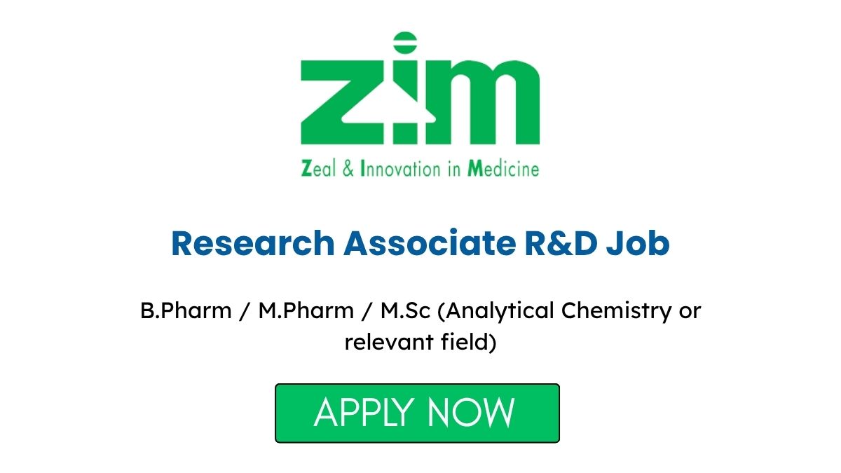 Research Associate R&D Job in Maharashtra at ZIM Laboratories